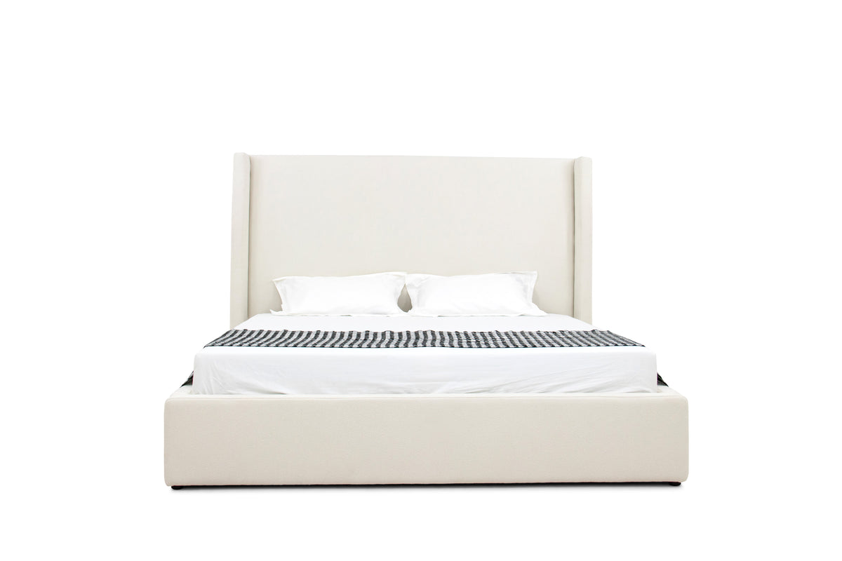 Queen Byrne - Modern Off White Fabric Bed