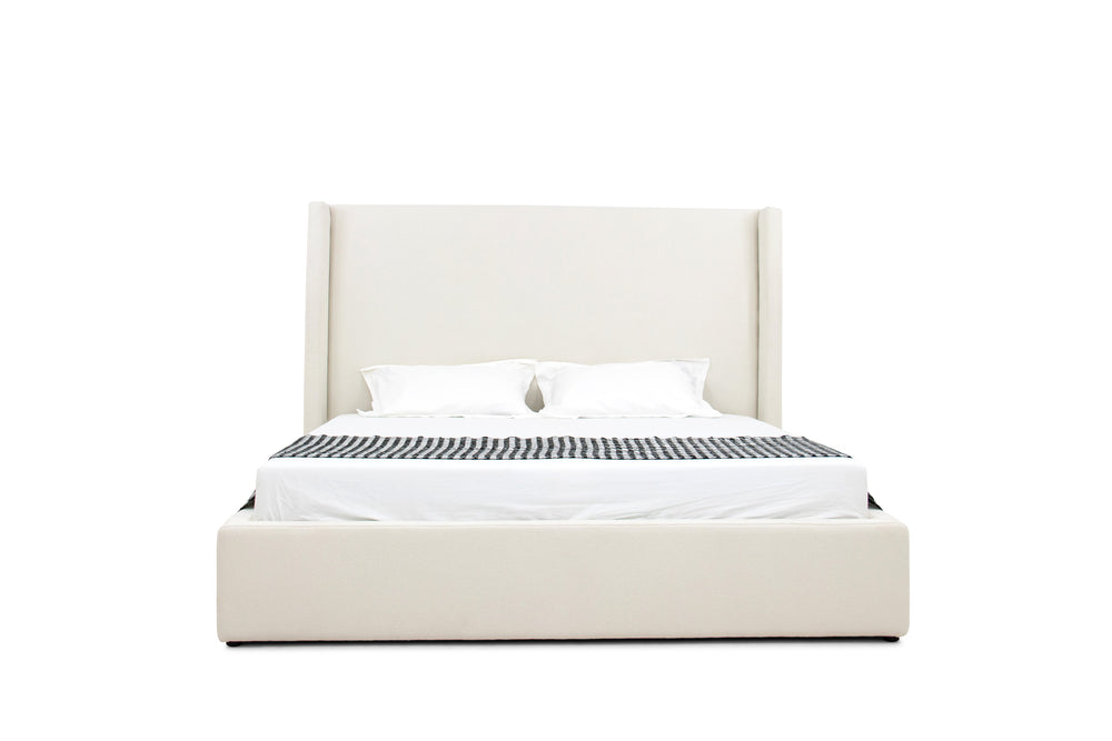 Queen Byrne - Modern Off White Fabric Bed