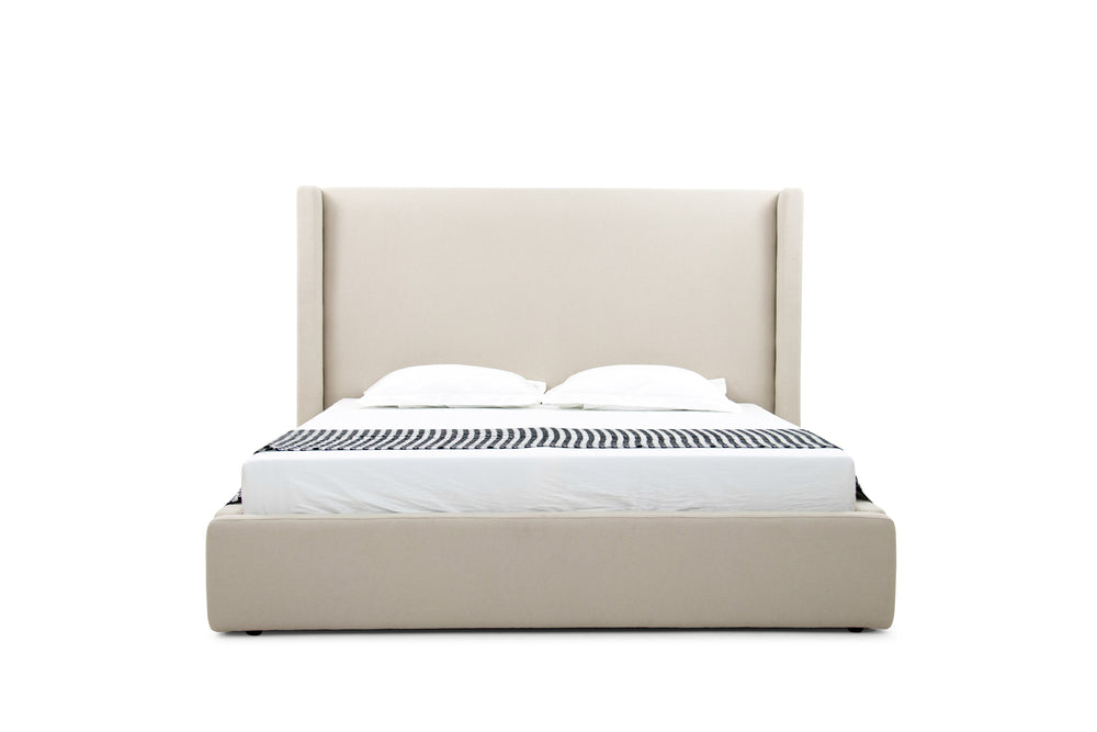 Queen Byrne - Modern Beige Fabric Bed