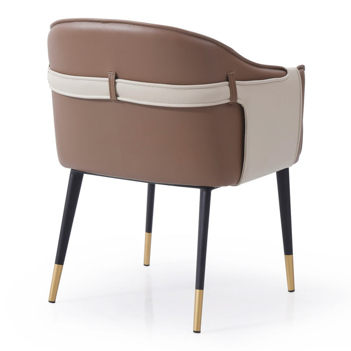 Calderon - Modern Brown &amp; Beige Vegan Leather Dining Chair