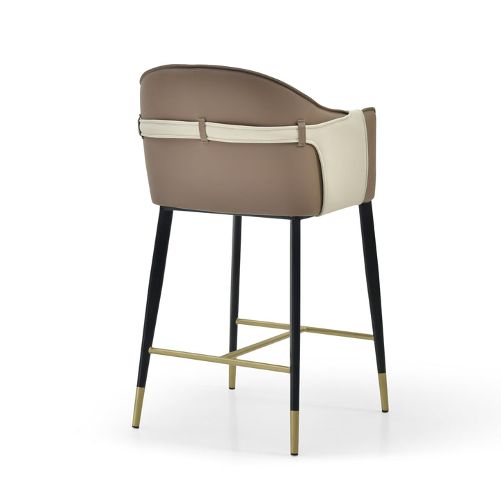 Calderon - Modern Brown &amp; Beige Vegan Leather Counter Chair