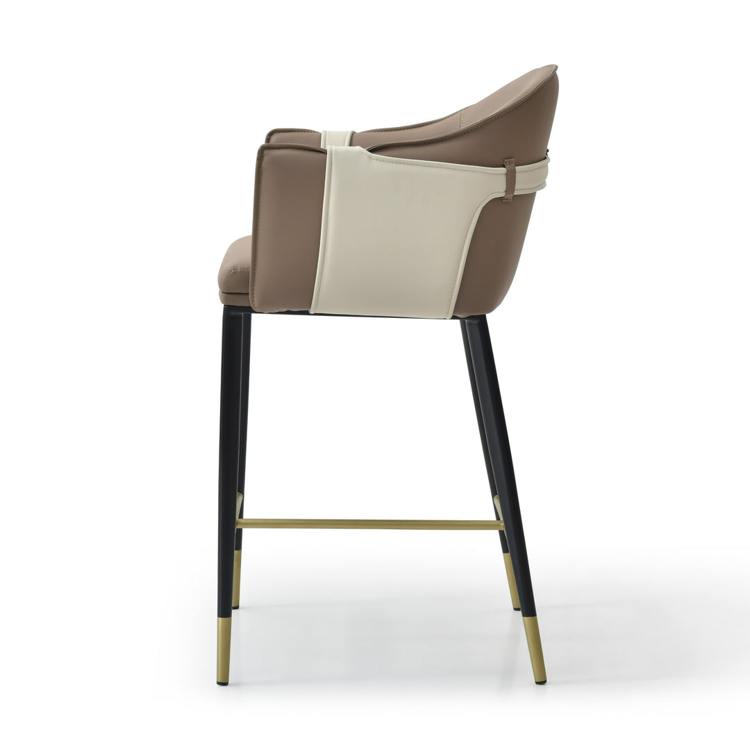 Calderon - Modern Brown & Beige Vegan Leather Counter Chair