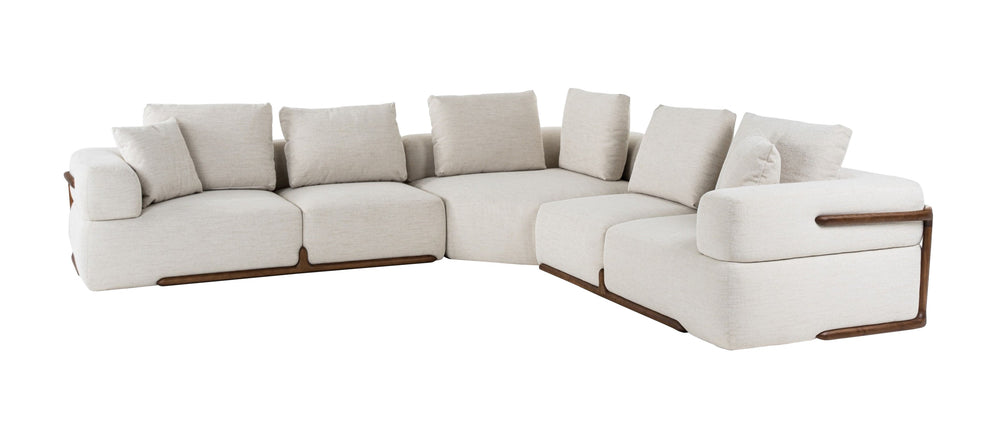 Simone - Modern Off-White Fabric Sectional Sofa