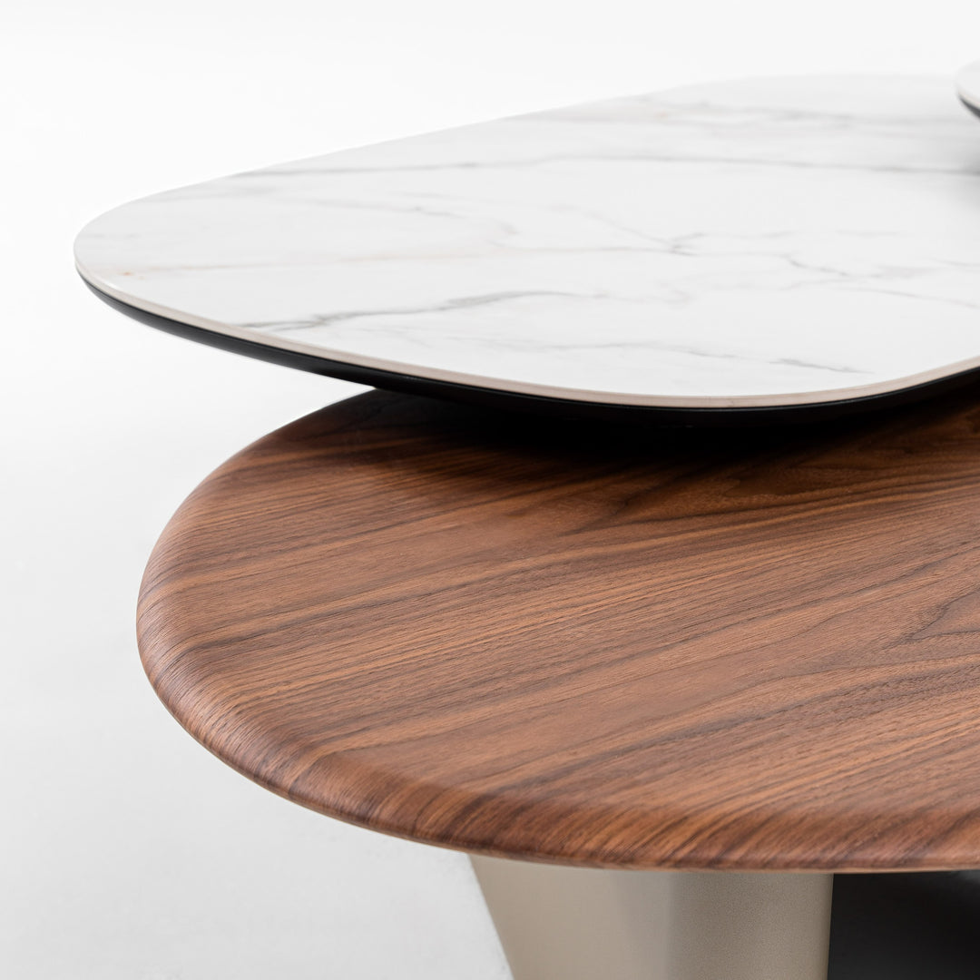 Robson - Modern Ceramic  Walnut Coffee Table