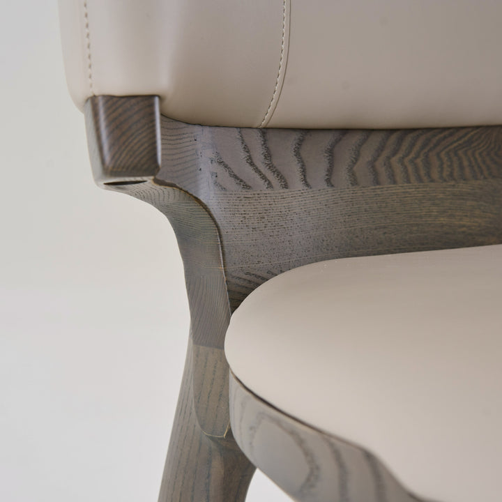 Calvary - Mid-Century Modern Beige Vegan Leather  Grey Ash Counter Chair