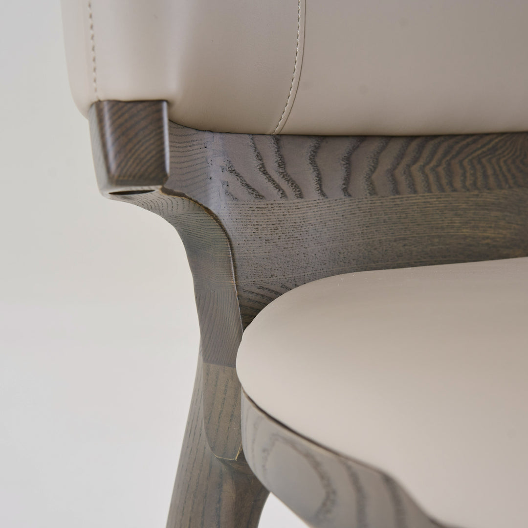 Calvary - Mid-Century Modern Beige Vegan Leather + Grey Ash Counter Chair