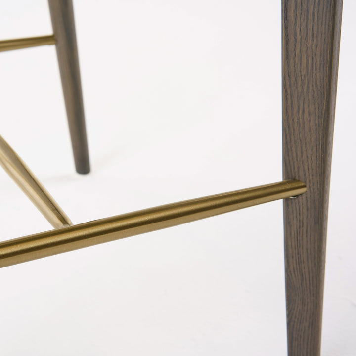 Calvary - Mid-Century Modern Beige Vegan Leather + Grey Ash Counter Chair