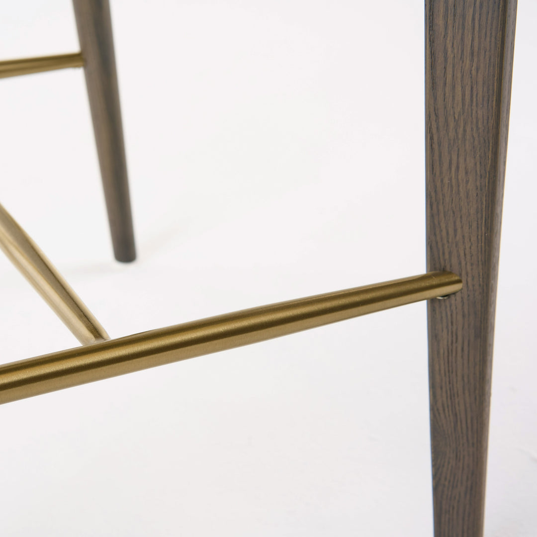 Calvary - Mid-Century Modern Beige Vegan Leather + Grey Ash Counter Chair