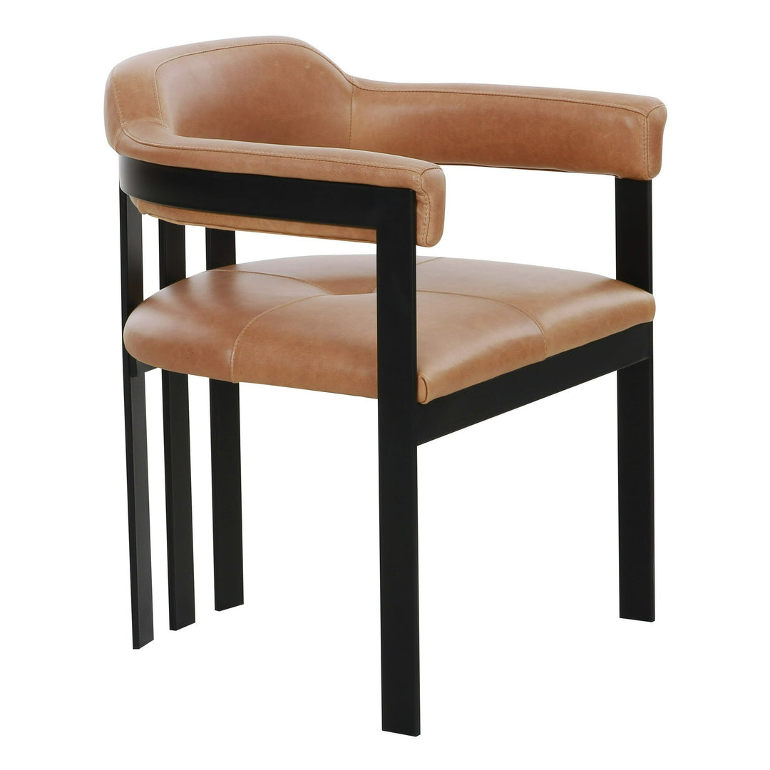 Hazen - Modern Camel Leather  Black Iron Dining Chair