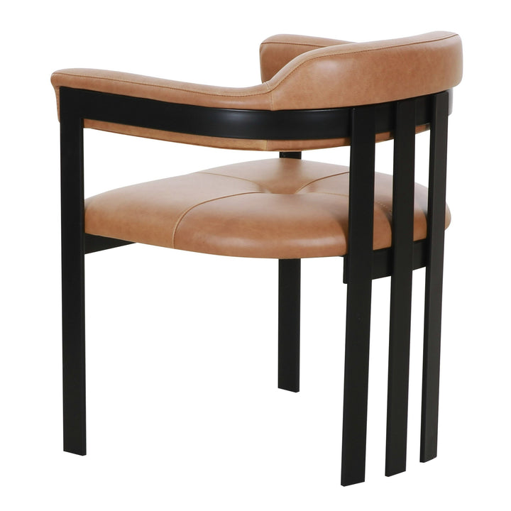 Hazen - Modern Camel Leather  Black Iron Dining Chair