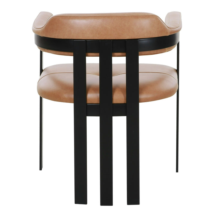 Hazen - Modern Camel Leather  Black Iron Dining Chair