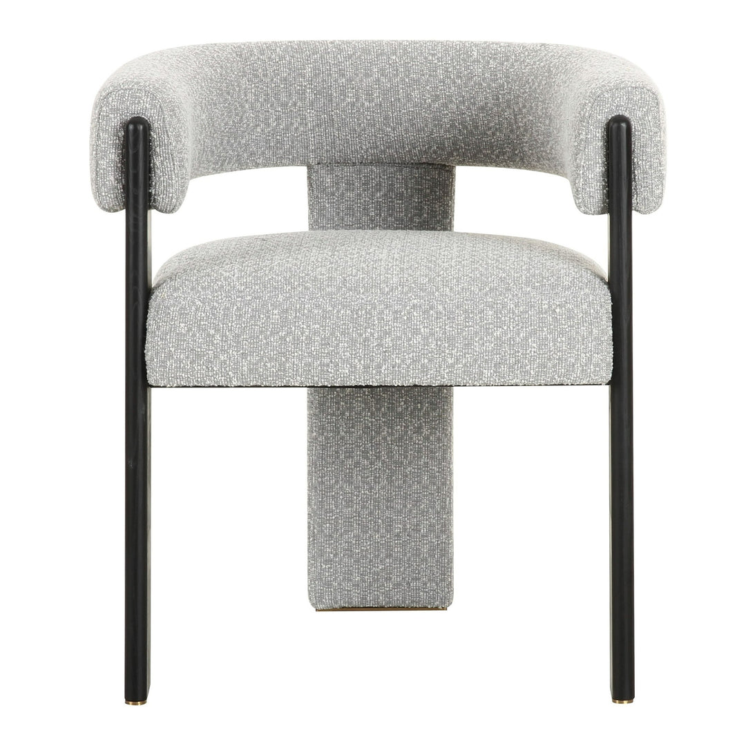 Kenmare - Modern Light Grey Fabric + Black Dining Chair