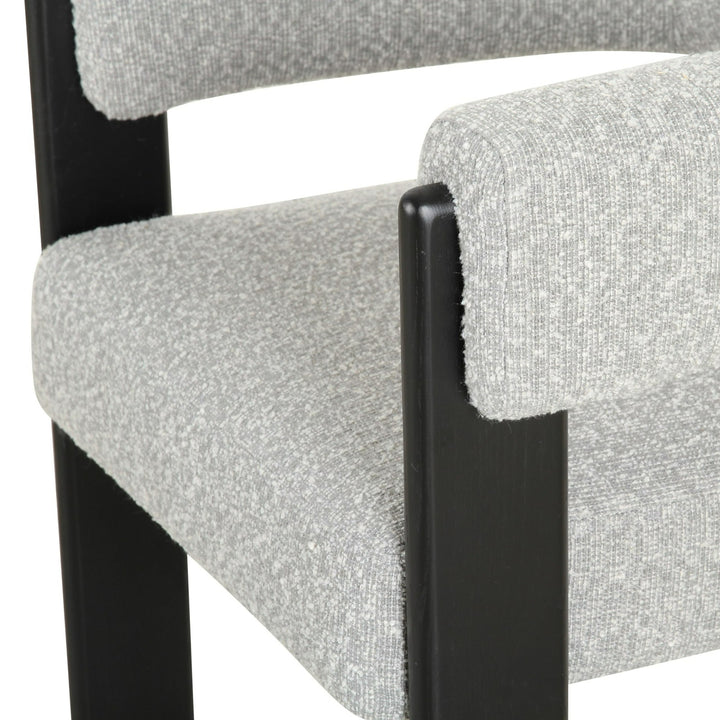 Kenmare  Modern Light Grey Fabric + Black Dining Chair