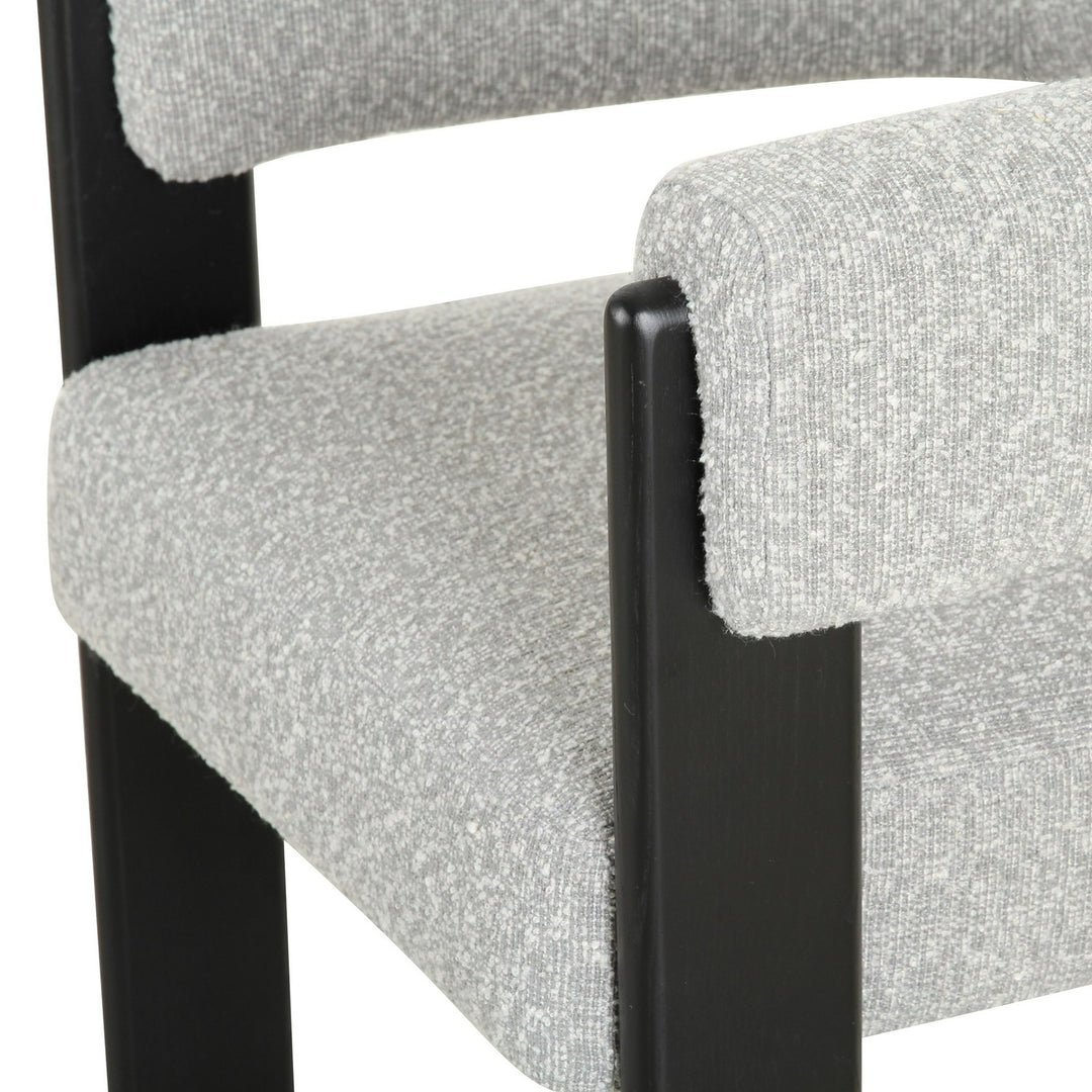 Kenmare - Modern Light Grey Fabric + Black Dining Chair