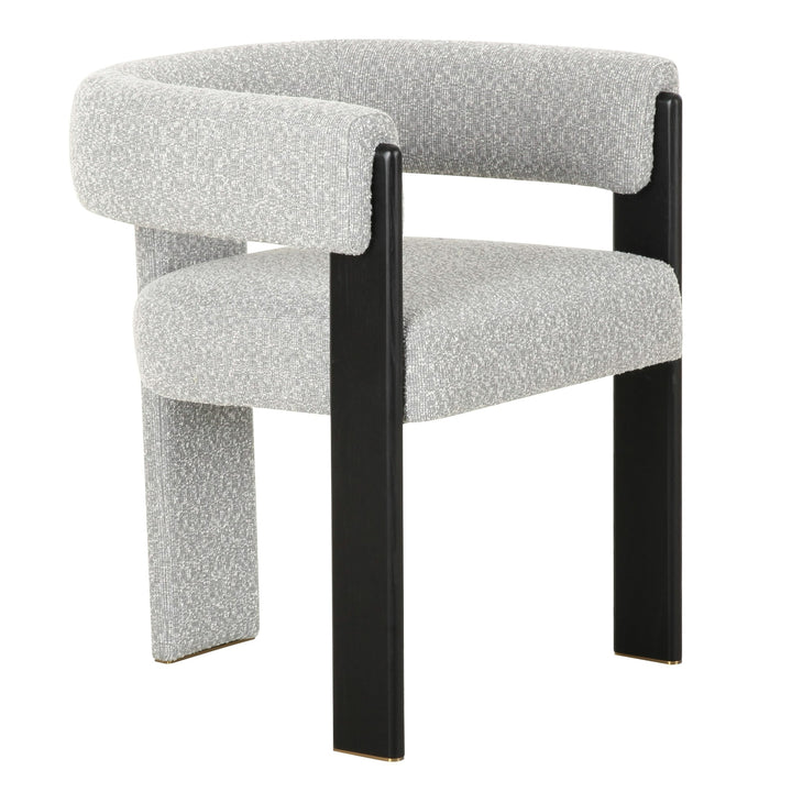 Kenmare - Modern Light Grey Fabric + Black Dining Chair