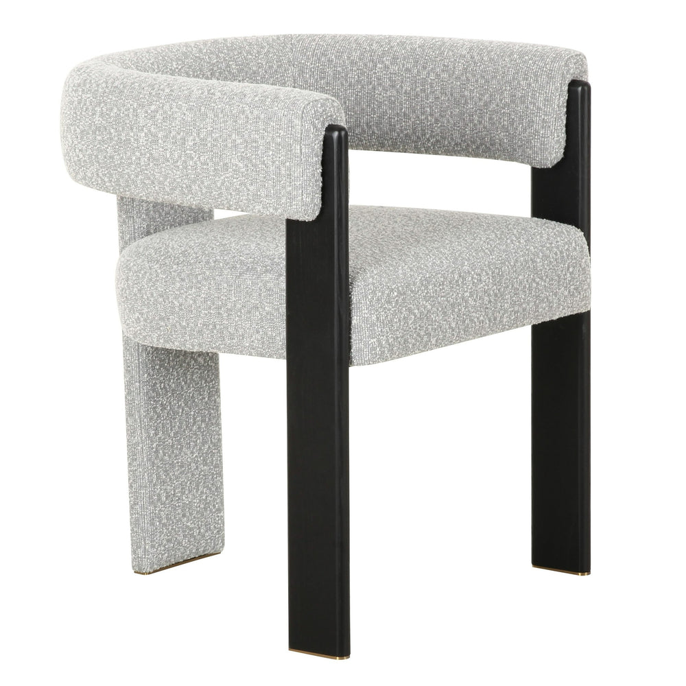 Kenmare - Modern Light Grey Fabric + Black Dining Chair