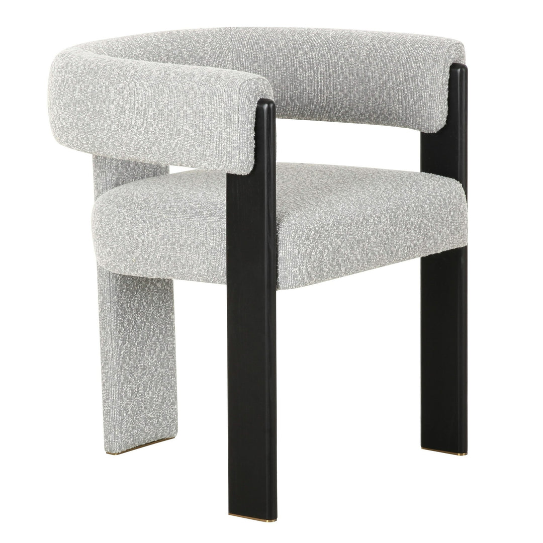 Kenmare - Modern Light Grey Fabric + Black Dining Chair