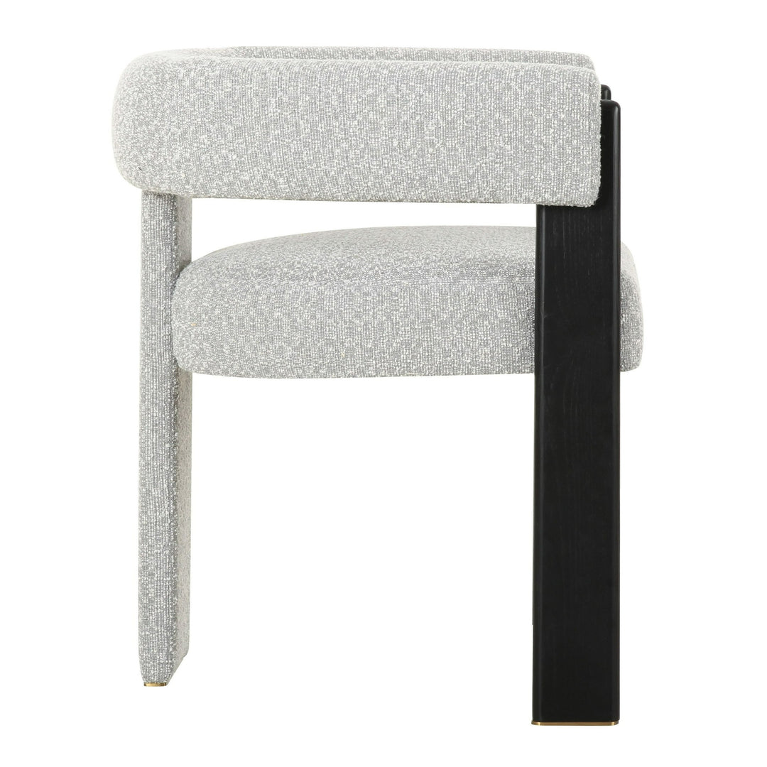 Kenmare - Modern Light Grey Fabric + Black Dining Chair