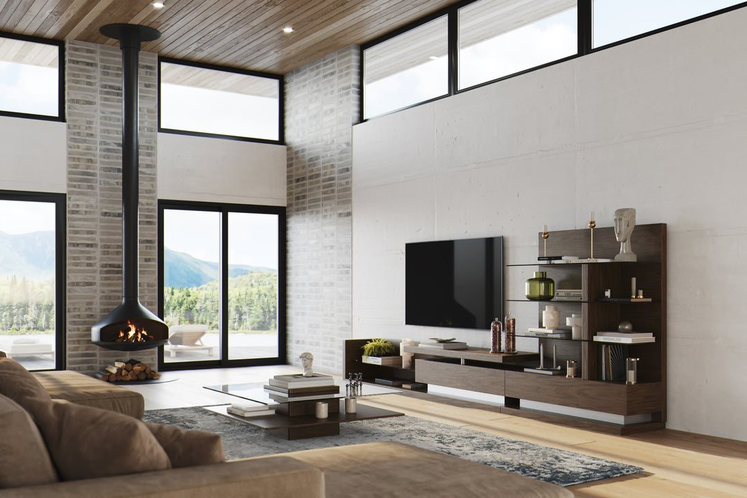 Jefferson  Mid-Century Modern Reversible Walnut Entertainment Center