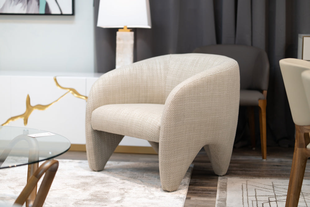 Halton - Modern Beige Fabric Accent Chair - View 3