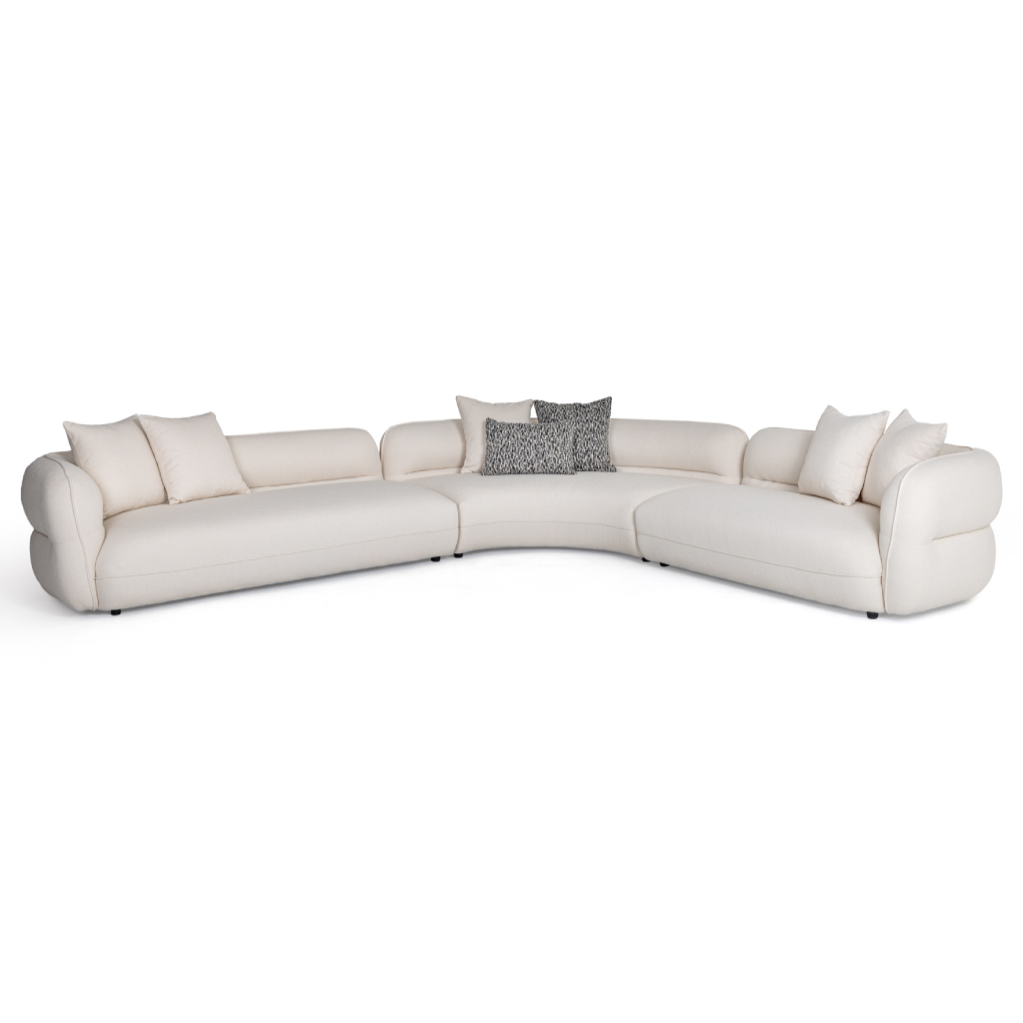 Drayton - Modern Off-White Fabric Sectional Sofa