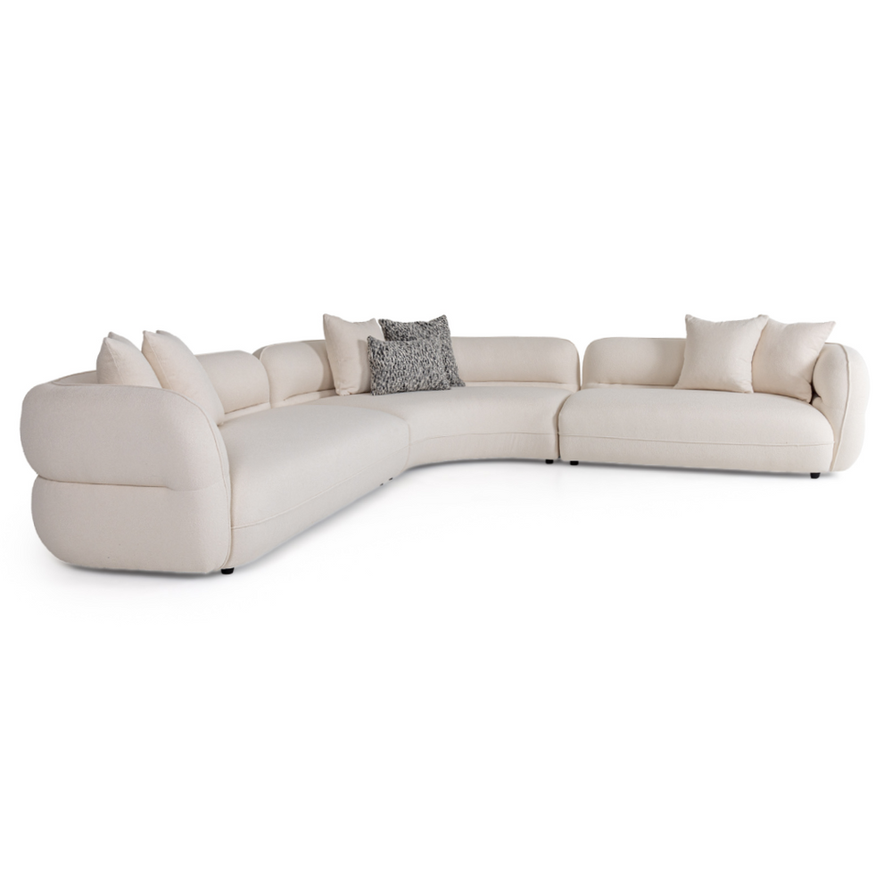 Drayton - Modern Off-White Fabric Sectional Sofa - View 2