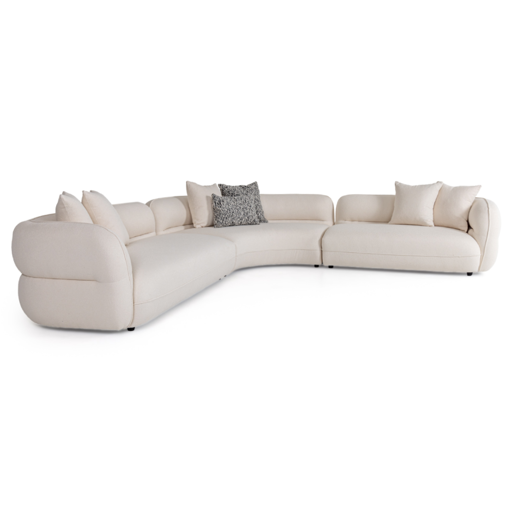 Drayton - Modern Off-White Fabric Sectional Sofa