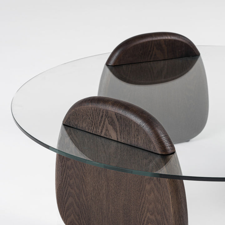 Buxton - Mid-Century Modern Glass + Dark Walnut Coffee Table