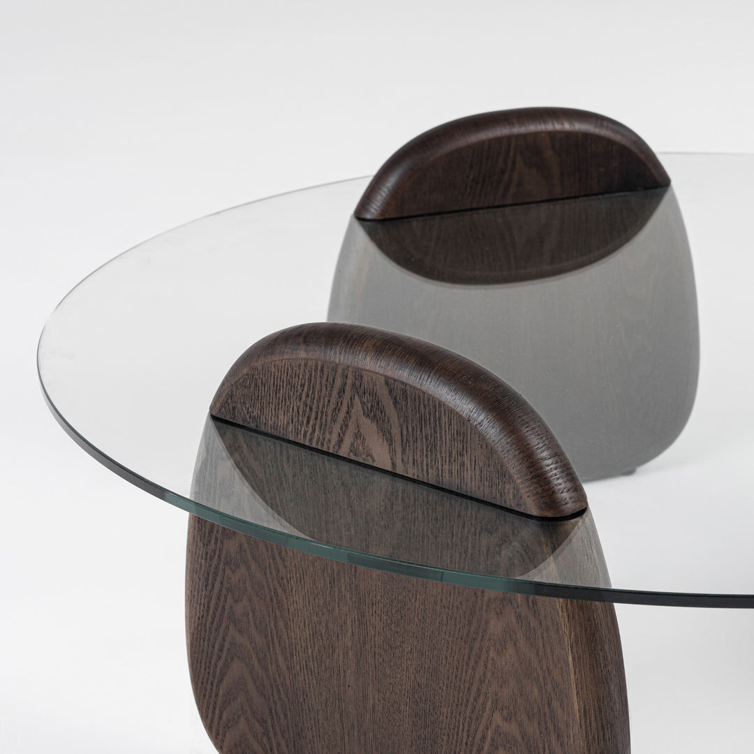 Buxton - Mid-Century Modern Glass + Dark Walnut Coffee Table