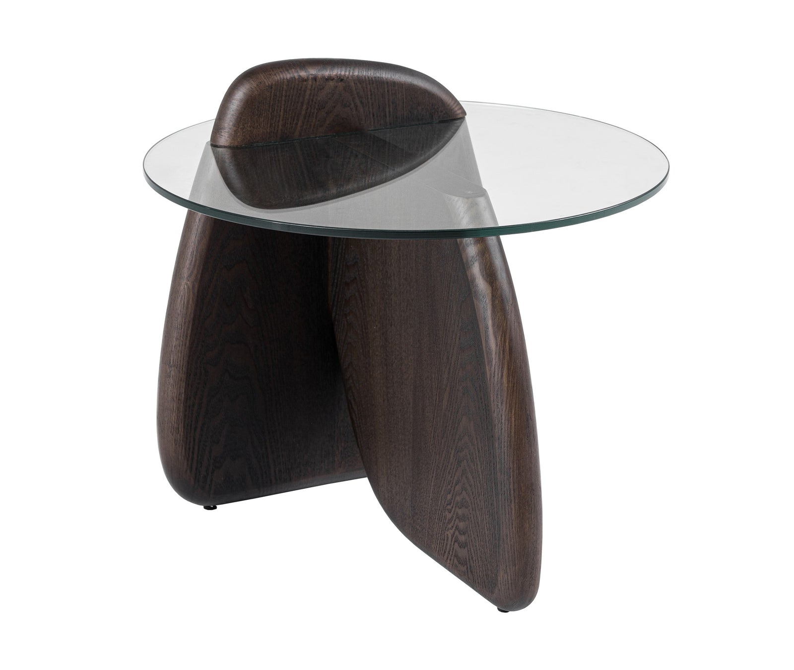 Buxton - Mid-Century Modern Glass  Dark Walnut End Table