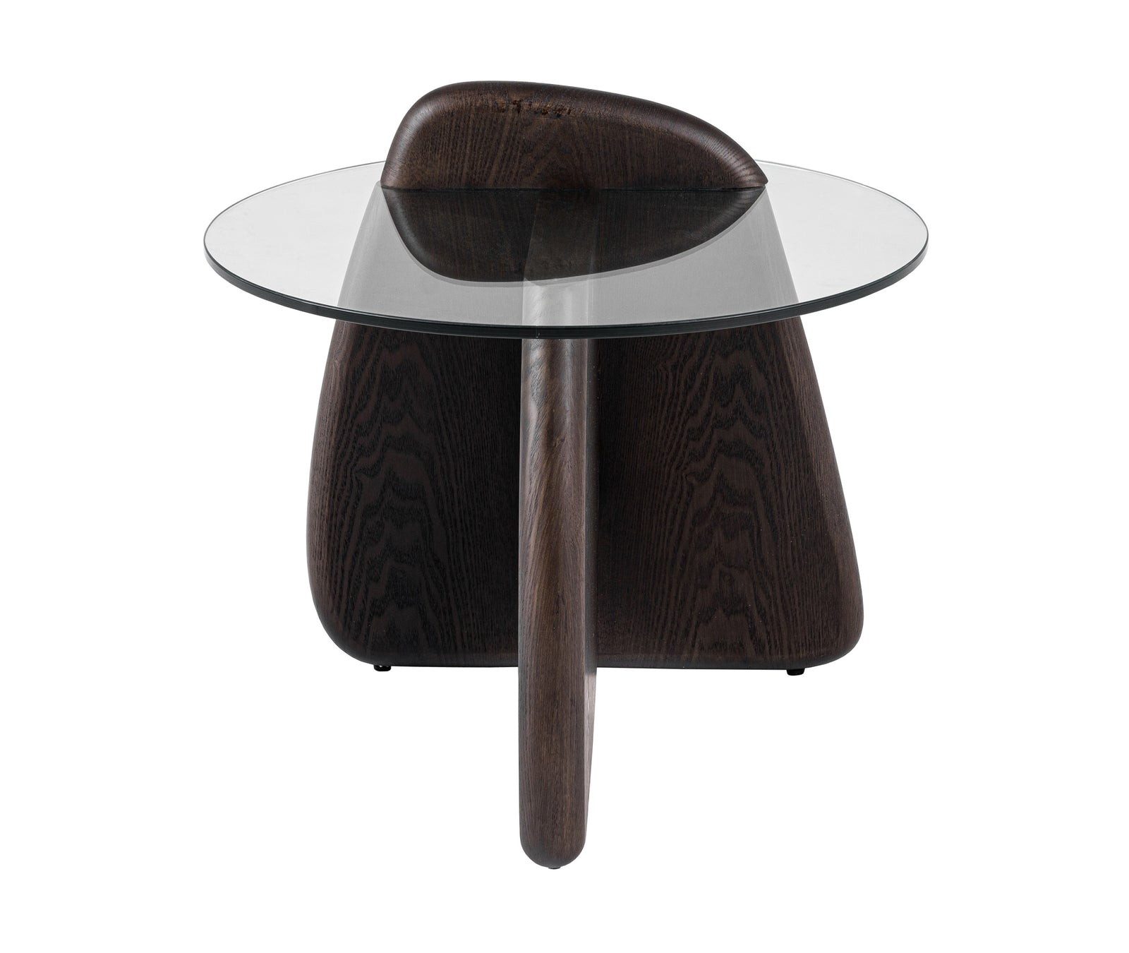 Buxton - Mid-Century Modern Glass  Dark Walnut End Table