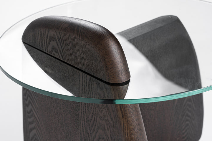 Buxton - Mid-Century Modern Glass  Dark Walnut End Table