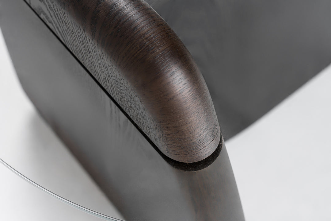 Buxton - Mid-Century Modern Glass  Dark Walnut End Table