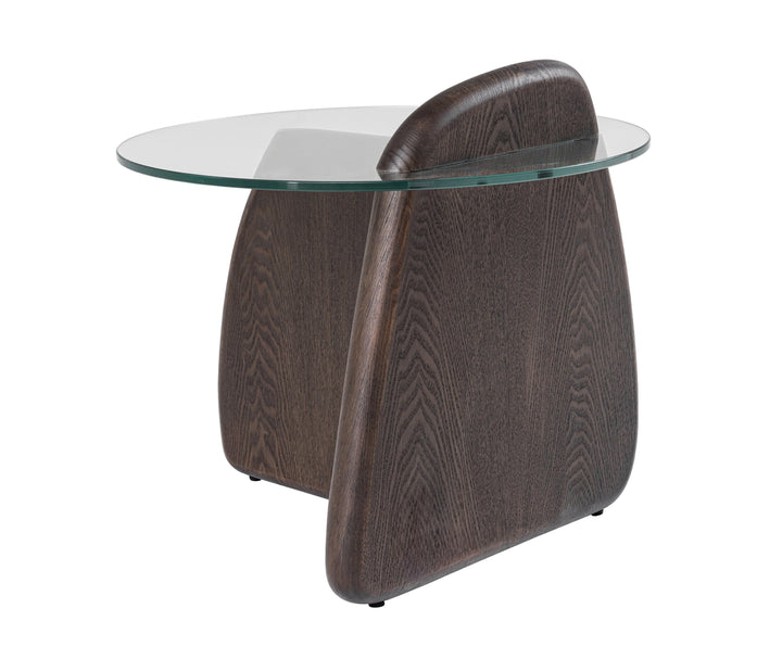 Buxton - Mid-Century Modern Glass  Dark Walnut End Table