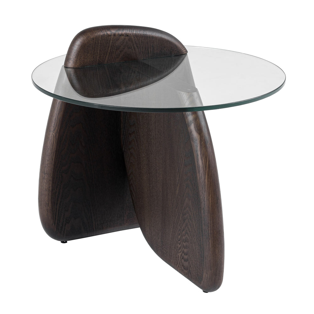 Buxton - Mid-Century Modern Glass + Dark Walnut End Table - View 3