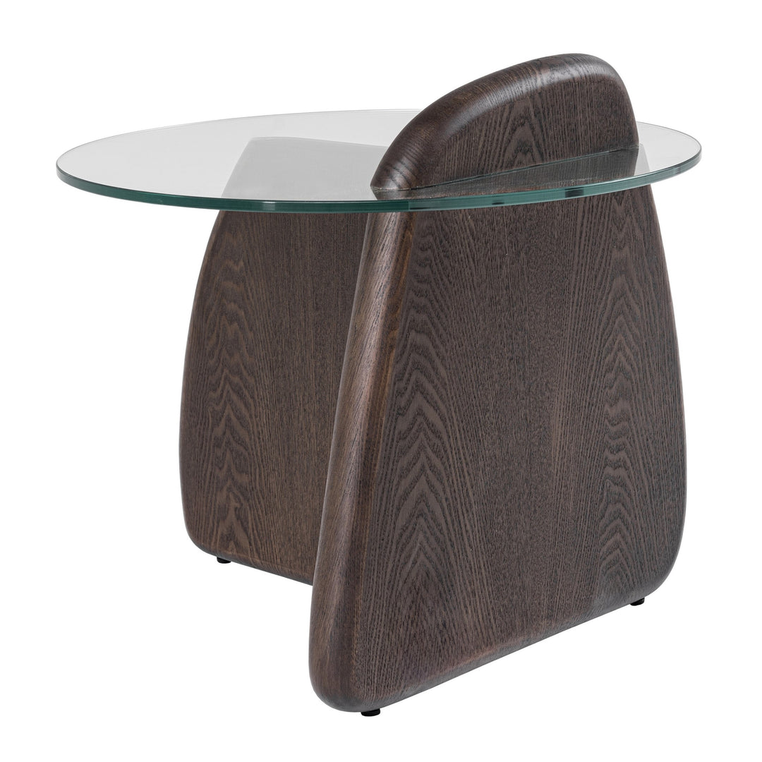 Buxton - Mid-Century Modern Glass + Dark Walnut End Table