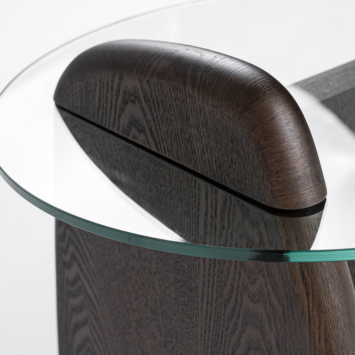 Buxton - Mid-Century Modern Glass + Dark Walnut End Table