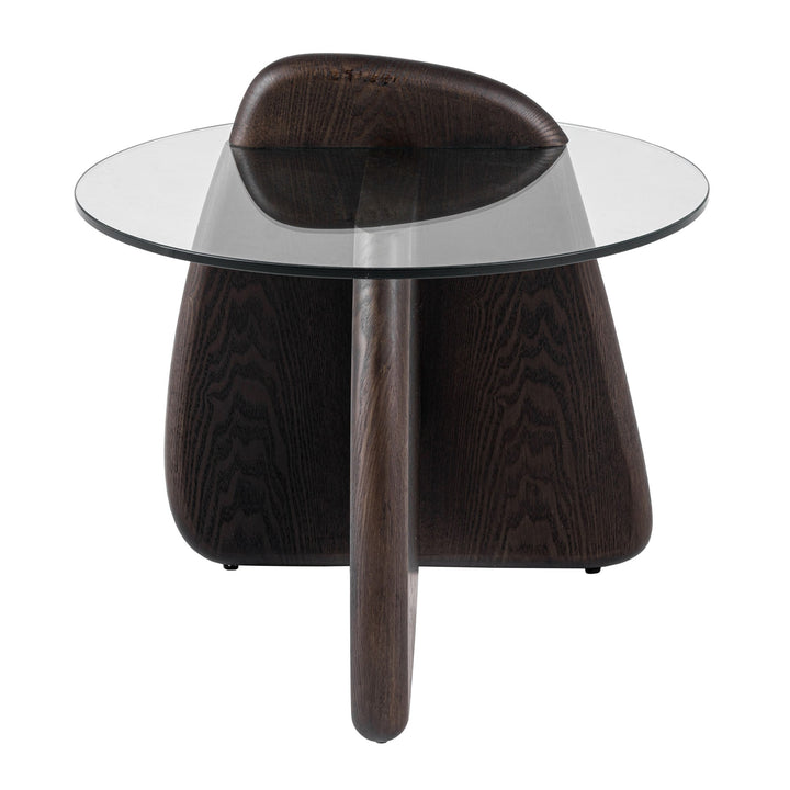 Buxton - Mid-Century Modern Glass + Dark Walnut End Table