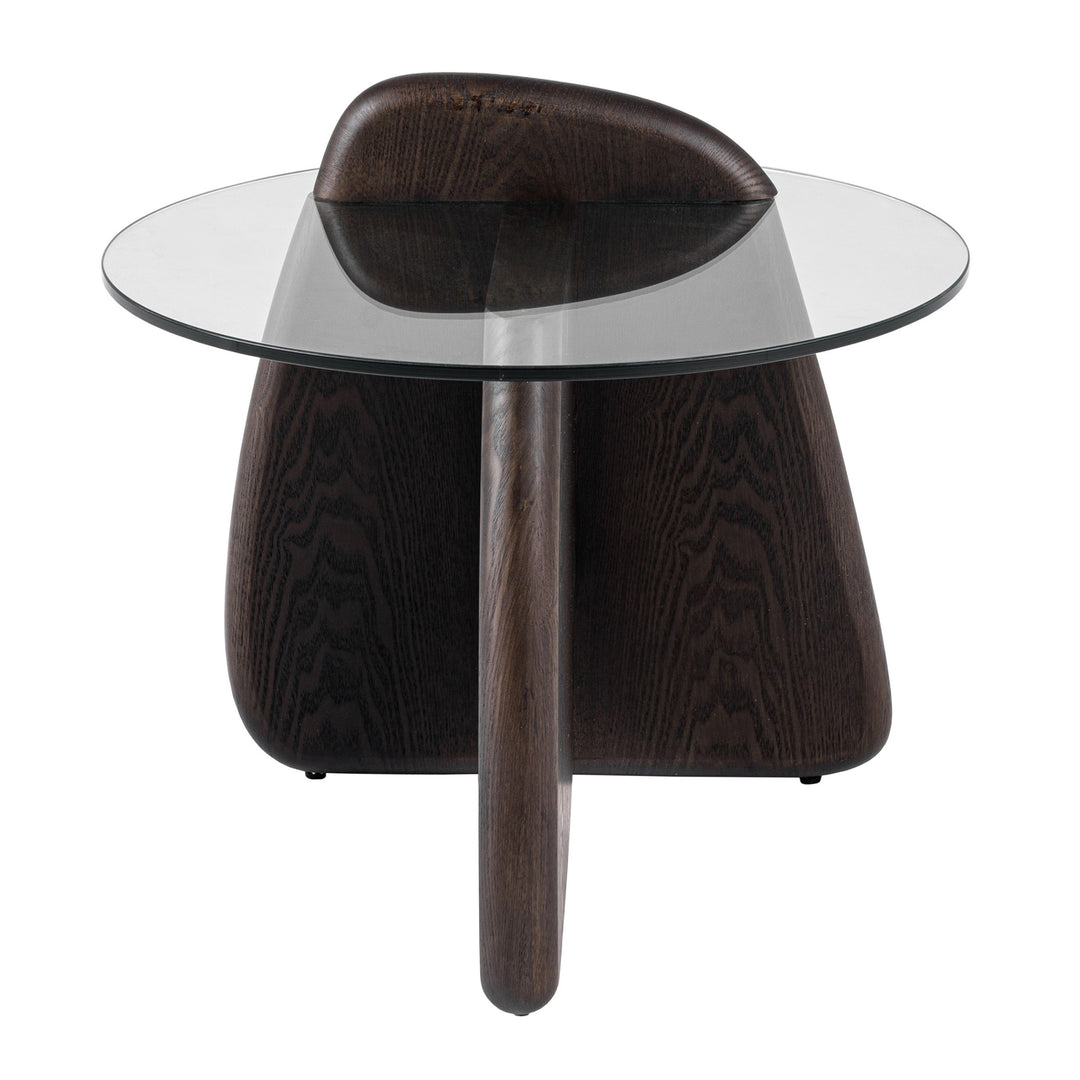 Buxton - Mid-Century Modern Glass + Dark Walnut End Table
