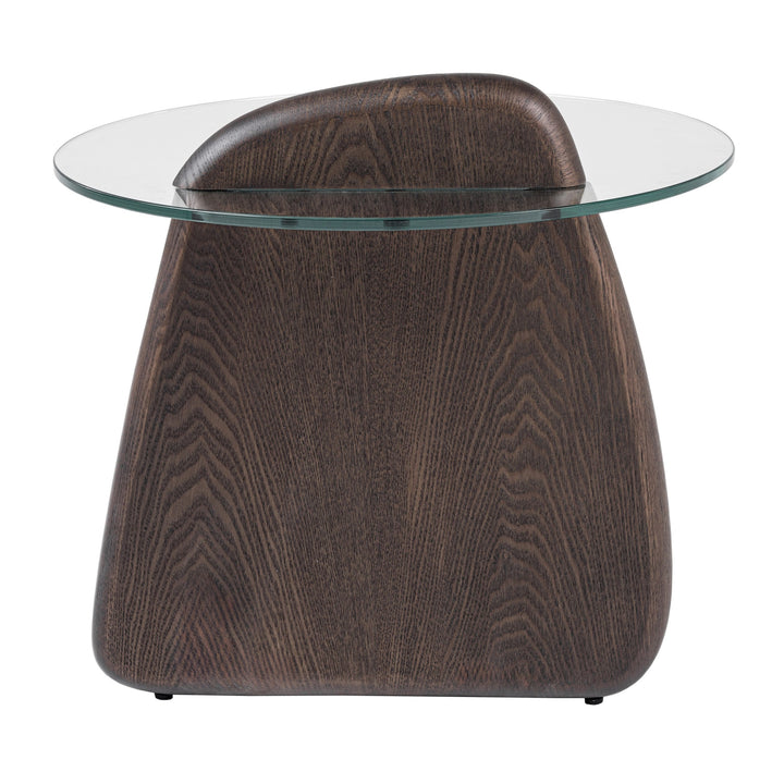 Buxton - Mid-Century Modern Glass + Dark Walnut End Table