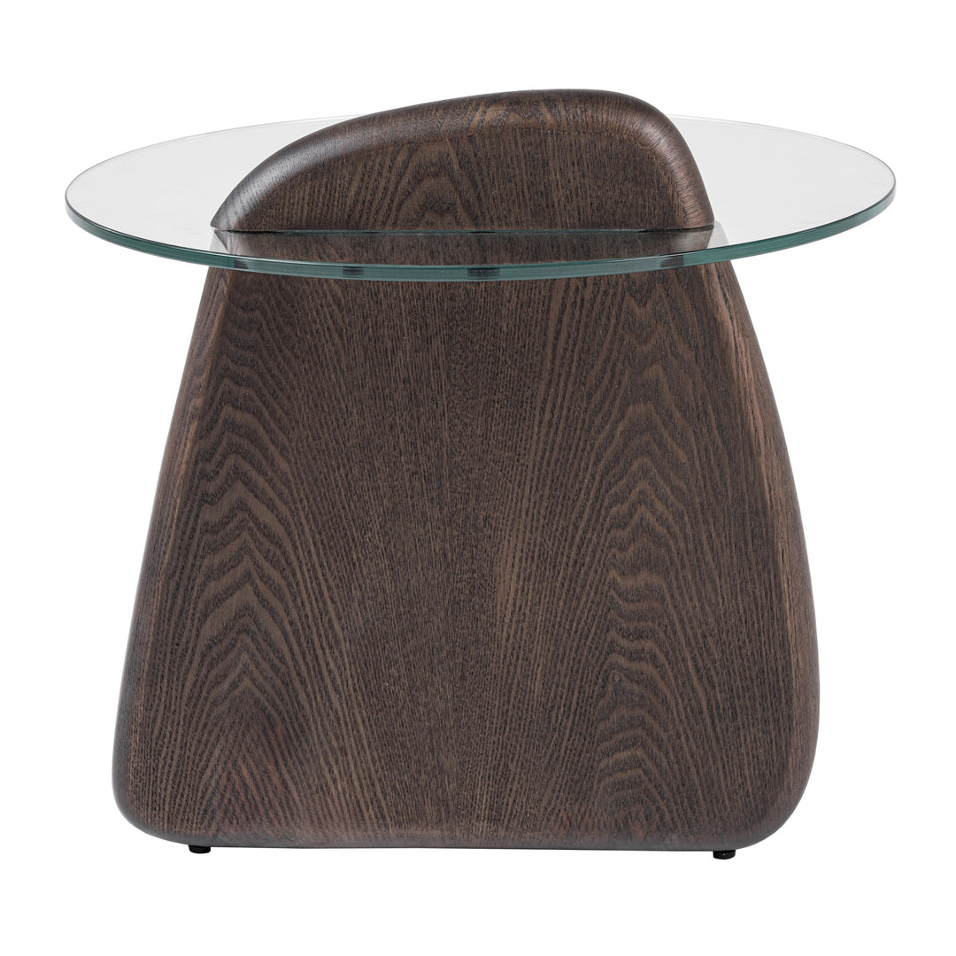 Buxton - Mid-Century Modern Glass + Dark Walnut End Table