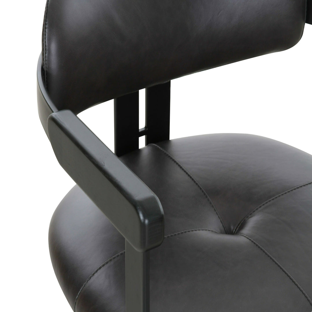 Aneta - Modern Dark Brown Leather  Black Dining Chair