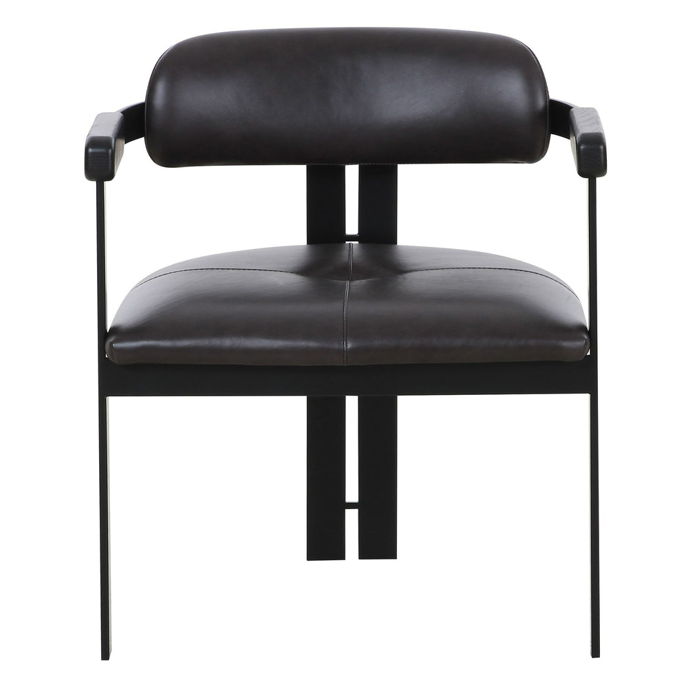 Aneta - Modern Dark Brown Leather  Black Dining Chair