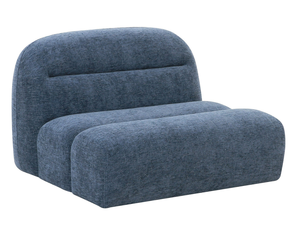Forman - Modern Blue Fabric Modular Armless Sectional Seat - View 7