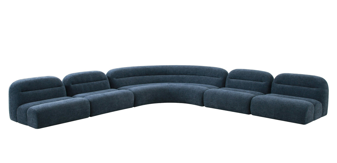 Forman - Modern Blue Fabric Modular Armless Sectional Seat