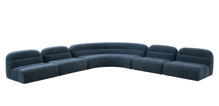 Forman - Modern Blue Fabric Modular Armless Sectional Seat