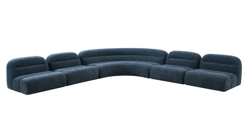 Forman - Modern Blue Fabric Modular Armless Sectional Seat - View 2