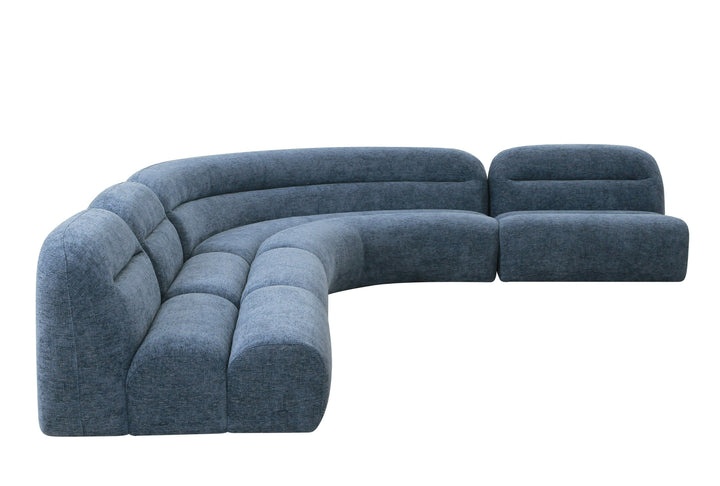 Forman - Modern Blue Fabric Modular Armless Sectional Seat