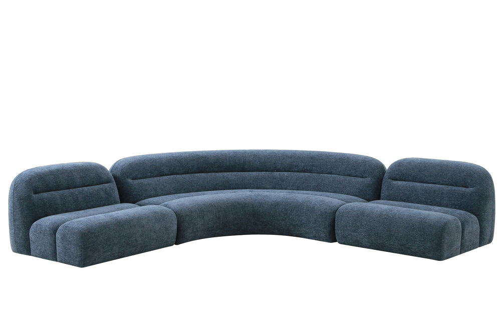 Forman - Modern Blue Fabric Modular Armless Sectional Seat - View 4