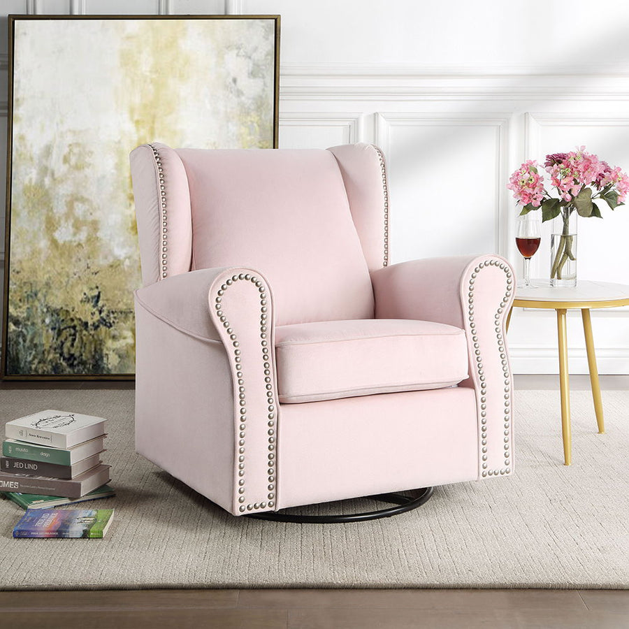 ACME Furniture Tamaki Swivel Chair With Glider Pink Fabric